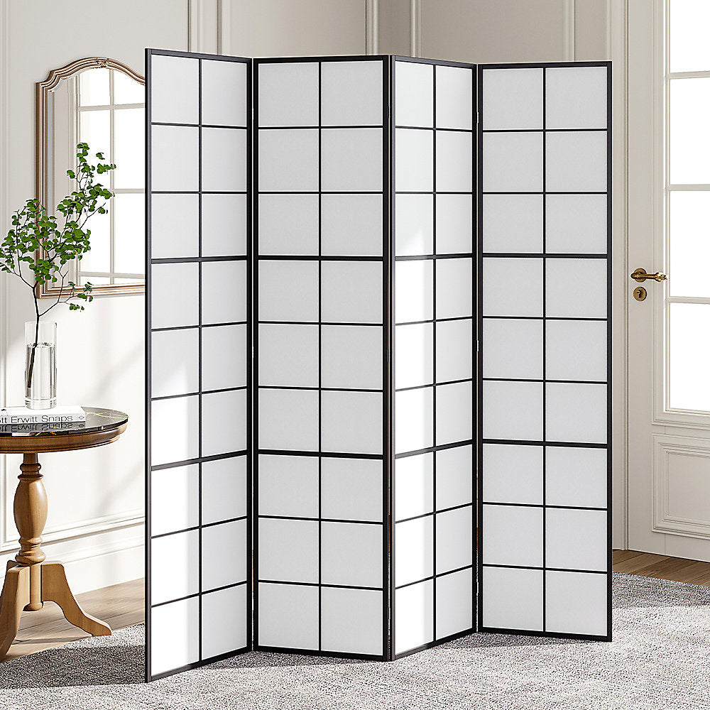 Livingandhome 4-Panel Solid Wood Folding Screen Room Divider  (C47)