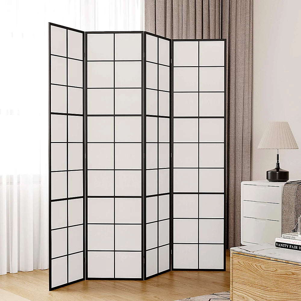 Livingandhome 4-Panel Solid Wood Folding Screen Room Divider  (C47)