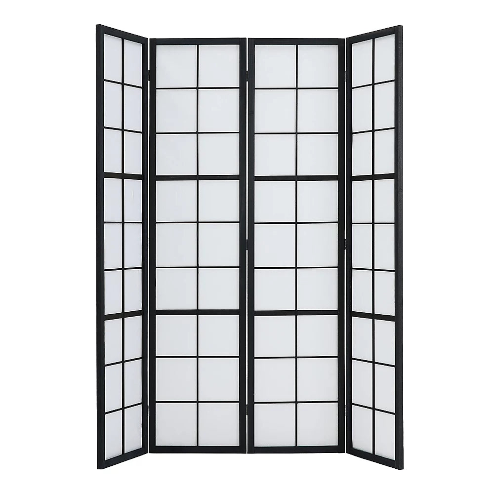 Livingandhome 4-Panel Solid Wood Folding Screen Room Divider  (C47)