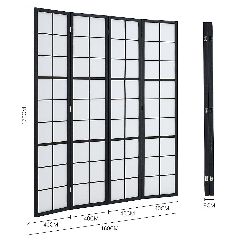 Livingandhome 4-Panel Solid Wood Folding Screen Room Divider  (C47)