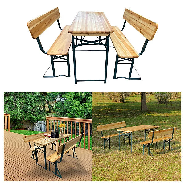 Brand new, Breeins Set of 3 Outdoor Foldable Table & Benches Set  (B7)