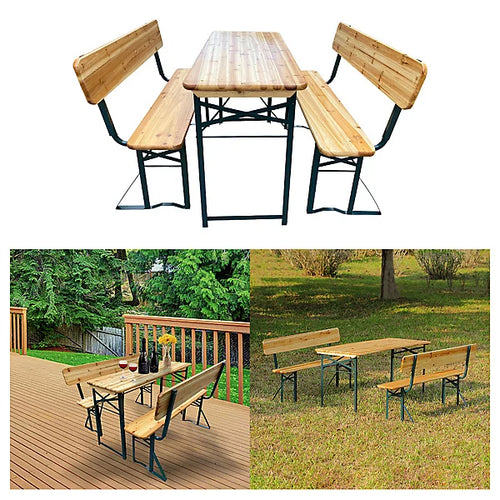 Brand new, Breeins Set of 3 Outdoor Foldable Table & Benches Set  (B7)